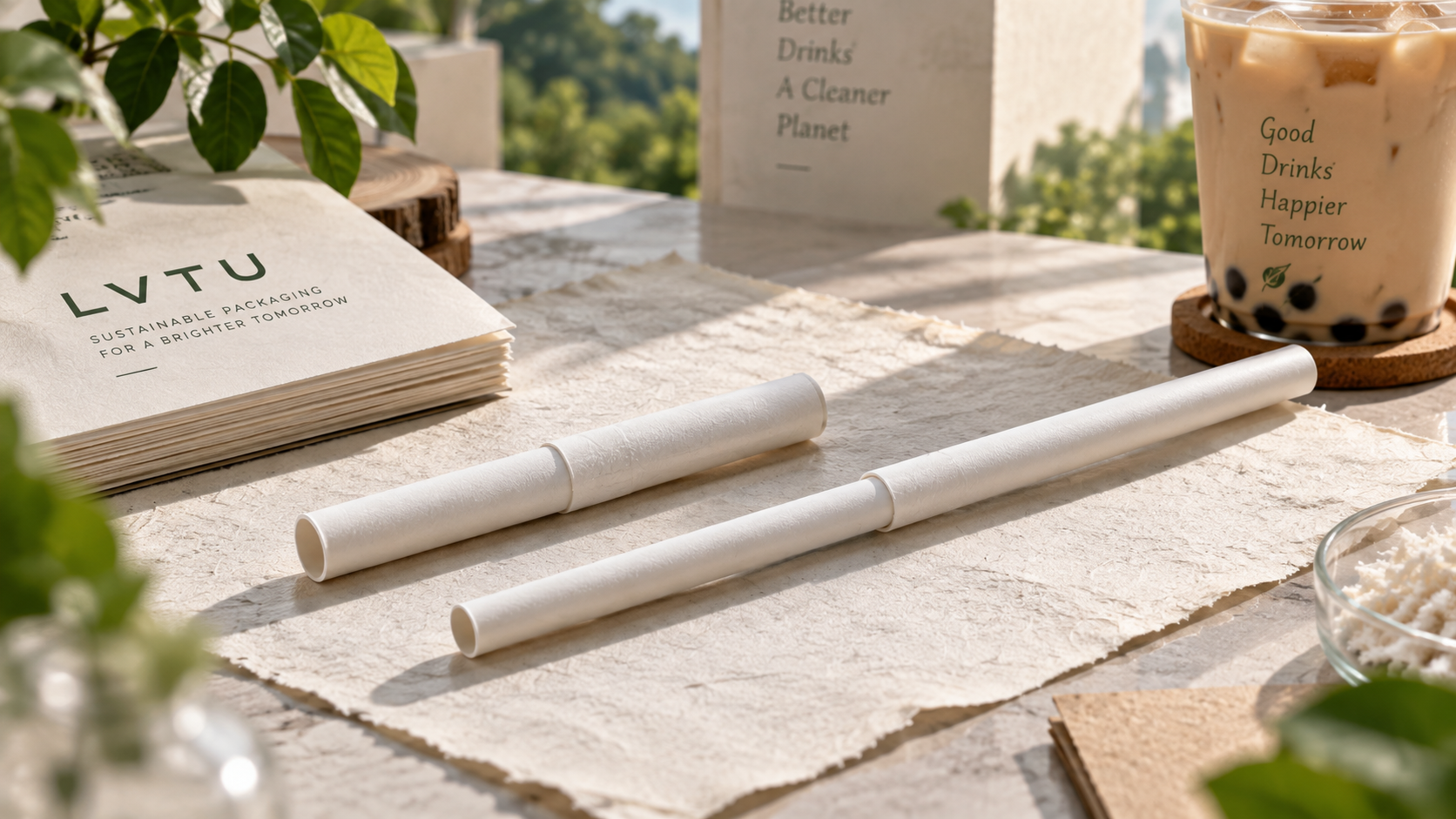 12 mm telescopic paper straw in compact and extended form by LVTU